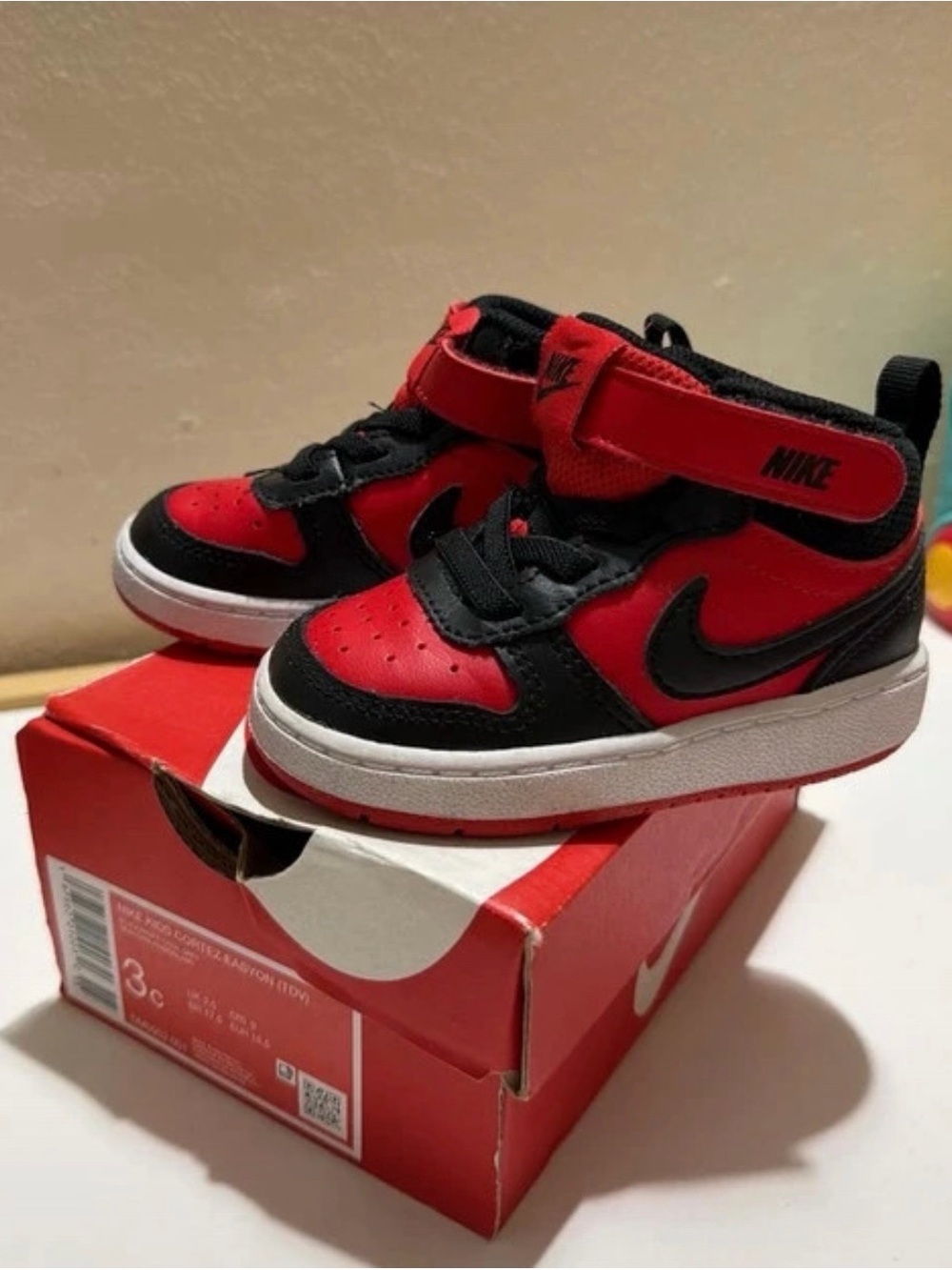 Nike Kids Red and Black High-Top Sneakers